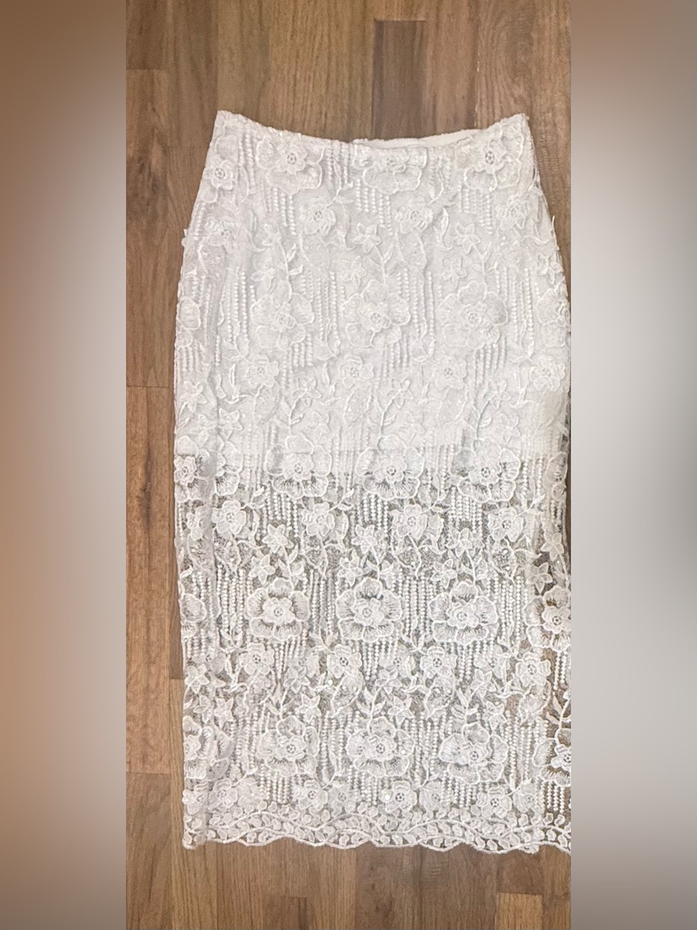 Vici White Lace Floral Pencil Skirt